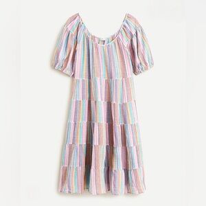 J. Crew | Puff-Sleeve Cover-Up Dress in Pastel Stripe, XS